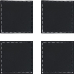 Σουβέρ Μαύρο Δερμάτινο Με Ραφή 10x10cm - 4 τμχ