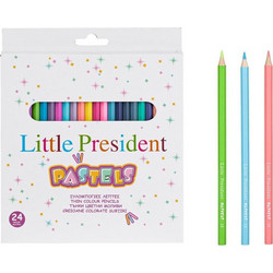 Ξυλομπογιές Λεπτές Παστέλ Χρώματα Little President - 24 τμχ