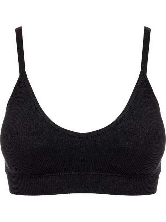 Γυναικείο Τοπ Μαύρο Ribbed Seamless με Ενίσχυση - One Size