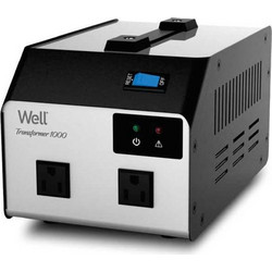 VOLTAGE CONVERTER-110V 1000VA 2 OUTPUTS Well Black PSUP-CONV-TRA1000-WL