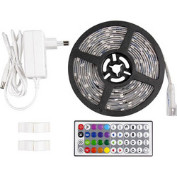 Ταινία LED RGB 5M 12V/24W με τηλεχειριστήριο και τροφοδοτικό LEDSTRGBD-5050-243010S202/5-WL