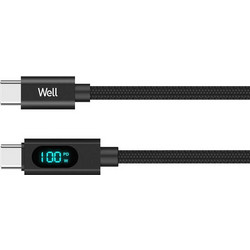 Well Καλώδιο USB-C to USB-C 100W 1m Μαύρο CABLE-USBC/USBC-1BK10001-WL