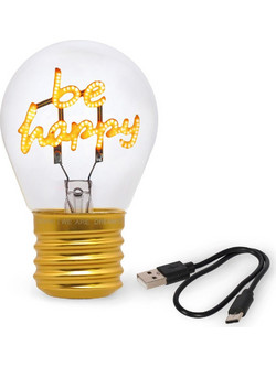 Επιτραπέζιο Φωτιστικό Lightbulb Legami -USB Επαναφορτιζόμενο με Μήνυμα Be Happy CLB0015 - Legami