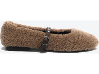 Emanuelle Vee Margaret Ballet Flats Fur Taupe