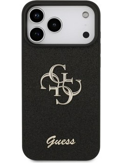 Guess iPhone 17 Pro / 18 Pro - Fixed Glitter Big 4G - Σκληρή Θήκη με Πλαίσιο Σιλικόνης - Black