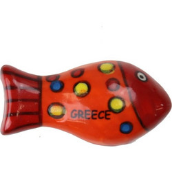 Μαγνητάκι κεραμικό Ψάρι 5x3εκ. Κόκκινο πουά