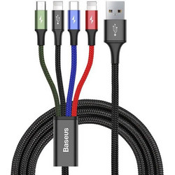 Baseus Καλώδιο USB 4σε1 USB-C/2xLightning/Micro 3.5A 1.2m (Μαύρο) (CA1T4-A01)