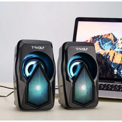 T-Wolf S11 Ηχεία Υπολογιστή 2.0 6W με RGB Φωτισμό Black