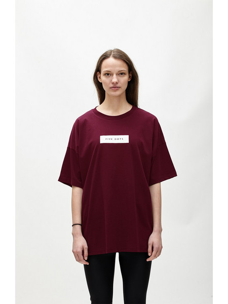 Hoodloom T-Shirt Loose Fit με Τύπωμα 5Dots - Μπορντό