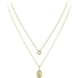 So Charm Σετ 2 Κολιέ διακοσμημένο με Κρύσταλλα Swarovski και μεΛευκό Όνυχα, Χρυσό B2458W+BS3086D