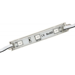 GLOBOSTAR MODULARI 73703 Module LED 0.8W 64lm 120 DC 12V Αδιάβροχο IP65 3 x SMD5050 Chip Κόκκινο Dimmable - Μ7.7 x Π1.5 x Υ0.5cm - Πακέτο 20 Τεμαχίων
