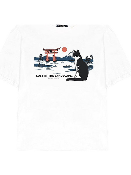 Kaotiko Women's T-shirt Landscape White AS010-01-M002