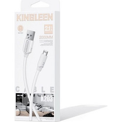 KINGLEEN K203 Καλώδιο Φόρτισης και Μεταφοράς Δεδομένων 2M / Charging And DATA CABLE USB ΣΕ Micro 2.1A - Χρώμα: Λευκό