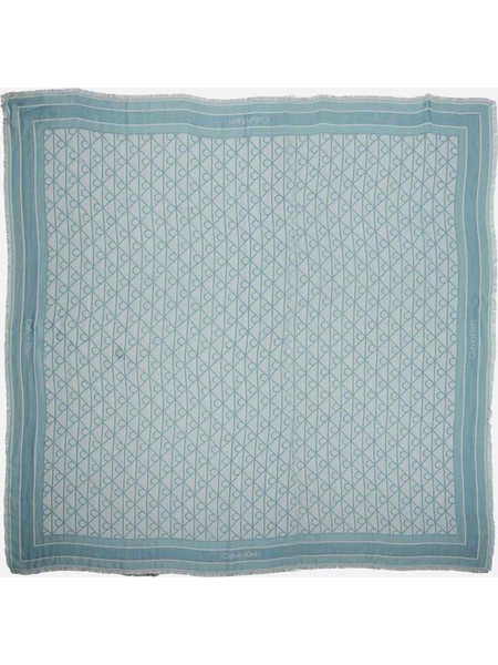Calvin Klein Γυναικείο Μεγάλο Φουλάρι Emblem Αll Over Print Jacquard Square Modal Scarf Μπλε