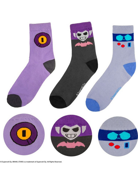 Σετ κάλτσες 3 τεμ Brawl Stars Set of 3 8-Bit, Rico, and Mortis Socks One size 35-45