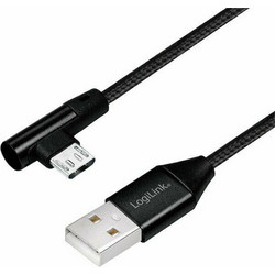 LogiLink Angle (90) / Braided USB 2.0 to micro USB Cable Μαύρο 1m (CU0142)
