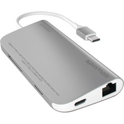 Promate coreHub-C USB 3.1 Type-C με Δυνατότητα Φόρτισης, 4K HDMI, Ethernet, SD & MicroSD και USB 3.0 8-σε-1 - Ασημί