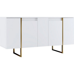 Μπουφές Luxe Megapap χρώμα λευκό - χρυσό 160x35x80εκ