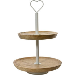 Beauty Home Διώροφη Ταρτιέρα από Ξύλο Μάνγκο 25 x 37 cm