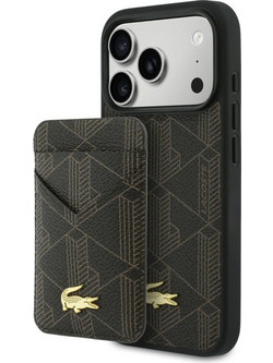 Σετ θήκης + πορτοφολιού Lacoste PVC Blend MagSafe για iPhone 17 Pro καφέ