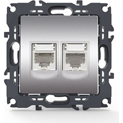 PRIME ΠΡΙΖΑ ΤΗΛΕΦΩΝΟΥ 1xRJ11 CAT3 IP20 & ΠΡΙΖΑ ΔΙΚΤΥΟΥ 1xRJ45 CAT6 UTP IP20 MAT ΑΛΟΥΜΙΝΙΟ -1000113403