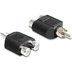 DELOCK αντάπτορας από 2x RCA θηλυκό σε 1x RCA αρσενικό 84499, μαύρος