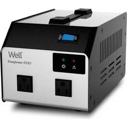 VOLTAGE CONVERTER-110V 1000VA 2 OUTPUTS Well Black PSUP-CONV-TRA1000-WL