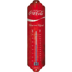Nostalgic Θερμόμετρο Coca-Cola - Logo Red Wave 80310 Κόκκινο Mεταλλικό με Υδράργυρο και τρύπες κρεμάσματος 28x7 cm