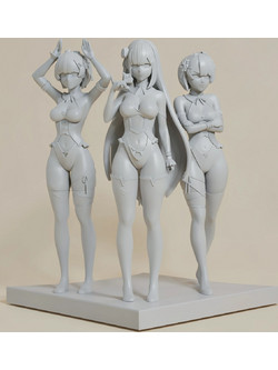 Άβαφη 3D Φιγούρα Rem Emilia and Ram Re zero Standing 3D Printing Figurine για Βάψιμο DIY (Δώρο τα Χρώματα)