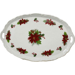 Πιατέλα Σερβιρίσματος Οβάλ Με Λαβές Poinsettia 06.241.61-1 43cm Multi Cryspo Trio