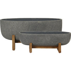 Liberta Maison ZINNIA Σετ 2 Κασπώ με Πόδια Ανθρακί 75x24x32cm 029313