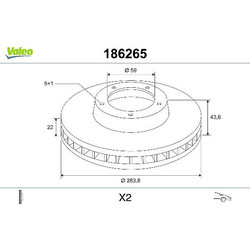 VALEO 186265 - VALEO ΔΙΣΚΟΠΛΑΚΕΣ 1τεμ