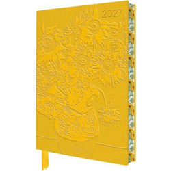 Vincent van Gogh: Sunflowers 2027 Artisan Art Vegan Leather Diary Planner - Page to View with Notes - Flame Tree Publishing - Diary or journal