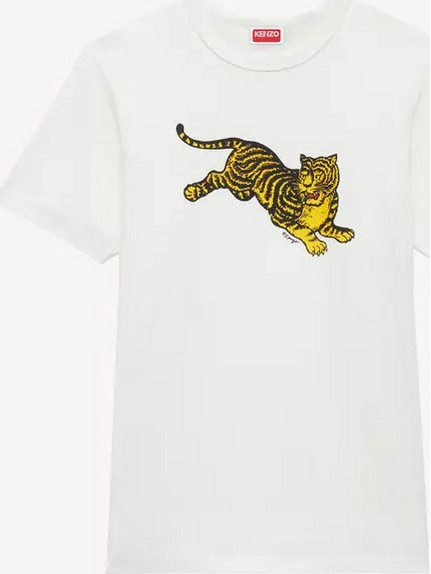 KENZO off white 'KENZO Jumping Tiger' slim T-shirt