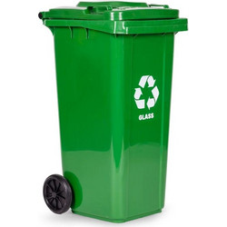 Κάδος σκουπιδιών ή Ανακύκλωσης Γυαλιού 120L με Καπάκι και Ρόδες σε Πράσινο Χρώμα, 47.5x54x94 - Aria Trade