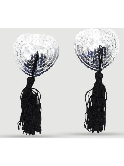 Αυτοκόλλητα Θηλών Με Παγιέτες & Κρόσσια Sequin Nipple Pasties With Tassels - Ασημί