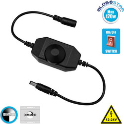 GLOBOSTAR(R) 73306 CORE Dimmer 1CH DC 12-24V 5A 120W Max IP20 - Rotary Dimming - Μαύρο - M6.5xΠ3xΥ3cm