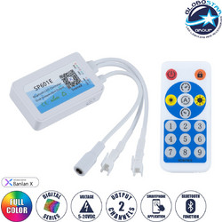 GLOBOSTAR(R) 70038 SP601E MATRIX Pixel Addressable RGBW Controller DC 5-24V IP20 - Bluetooth + RF 2.4GHz Ασύρματο Χειριστήριο + SPI/TTL + 1200 IC - M6.8xΠ4.2xΥ1.5cm