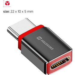 Αντάπτορας USB-C male σε USB-C female Swissten - Μαύρο 73501220