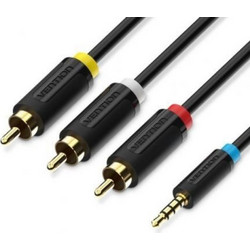 VENTION 3.5mm Male to 3RCA Male AV Cable 1.5M Black (BCBBG)