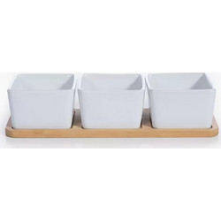 Μπολάκια Σερβιρίσματος Sage Με Βάση Bamboo (3τεμ) Nef-Nef Homeware - 125-White