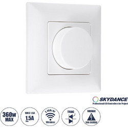 GloboStar 71456 KS SKYDANCE AC Smart RF 2.4Ghz & Ροοστάτη Triac Dimming AC100-240V σε AC100-240V 1 x 1.5A 360W - Max 1.5A 360W - IP20 - Λευκό Σώμα - Μ8.5 x Π8.5 x Υ5.2cm - 5 Years Warranty
