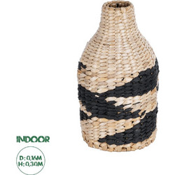 GloboStar Artificial Garden JORDAN 21245 Διακοσμητικό Πλεκτό Καλάθι - Κασπώ Γλάστρα - Flower Pot Μπεζ με Μαύρο Φ16cm x Υ30cm