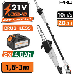 NAKAYAMA Pro EC1615 Τηλεσκοπικό Κονταροπρίονο Μπαταρίας 21V,2x4Ah, Λάμα 20cm, Αυτόματη Λίπανση