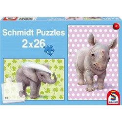 Παιδικό Puzzle Schmidt Ελεφαντάκι & Ιπποποταμάκι 2x26 Κομμάτια