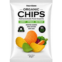 Frezyderm Organic Chips Carrot-Spinach-Beetroot Βιολογικό Σνακ Με Γεύση Καρότο Σπανάκι Παντζάρι 85gr