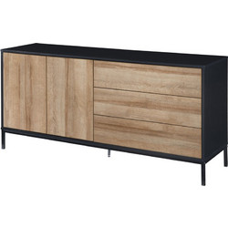BLACKBIRD ΜΠΟΥΦΕΣ 2ΠΟΡΤΕΣ 3ΣΥΡΤΑΡΙΑ RIVIERA OAK ΜΑΥΡΟ 150x40x75.5cm