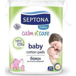 Septona Calm n' Care Βρεφικοί Δίσκοι για Απαλό Καθαρισμό, 50 τεμάχια