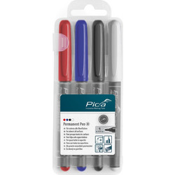 Pica Permanent-Pen 1,0mm assorted with Instant-White-Pen