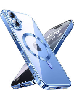 Forcell iPhone 16 Plus MagSafe Electro Θήκη Με Πλαίσιο Σιλικόνης Διάφανη - Blue
